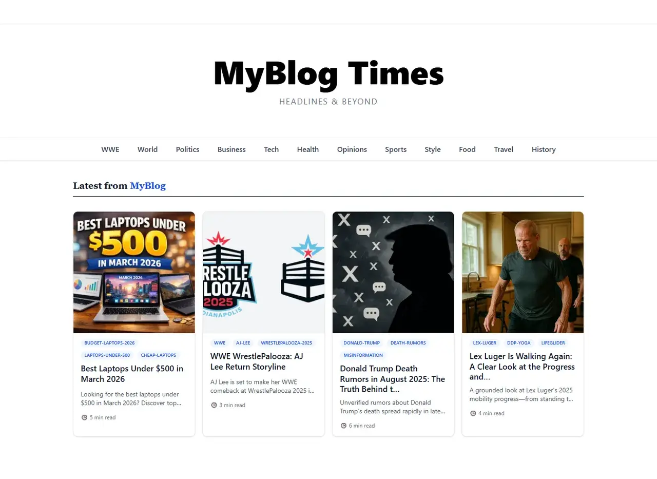 MyBlog Times website screenshot